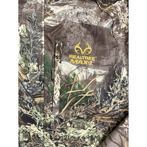 Real Tree Max 1 Microban Scent Control Men's M Camo Fleece 4 pocket Zip Jacket - Picture 2 of 11